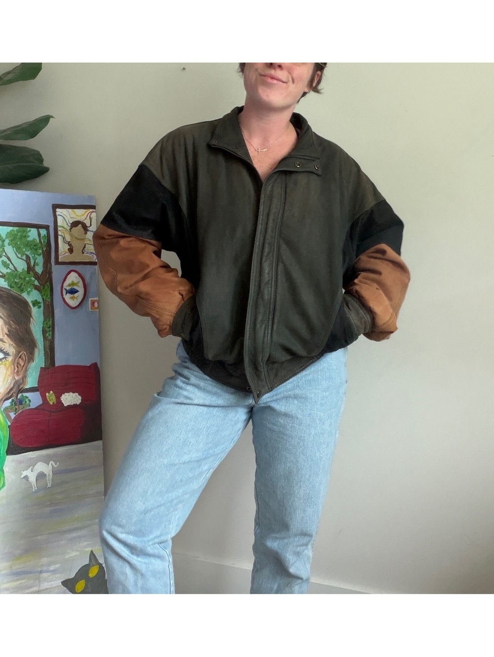 Vintage 80s Colorblock Bomber Jacket